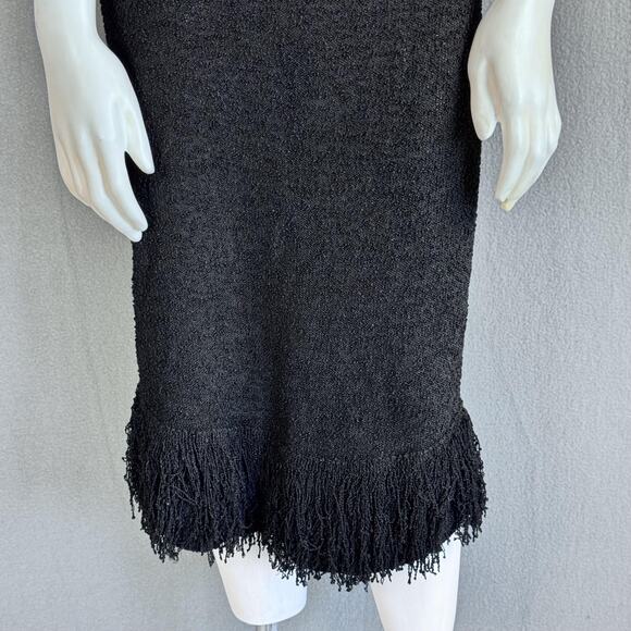 VTG 90s Black Fringe Skirt USA Minimalist Goth Grunge Womens S Avant Garde Art - Picture 8 of 14